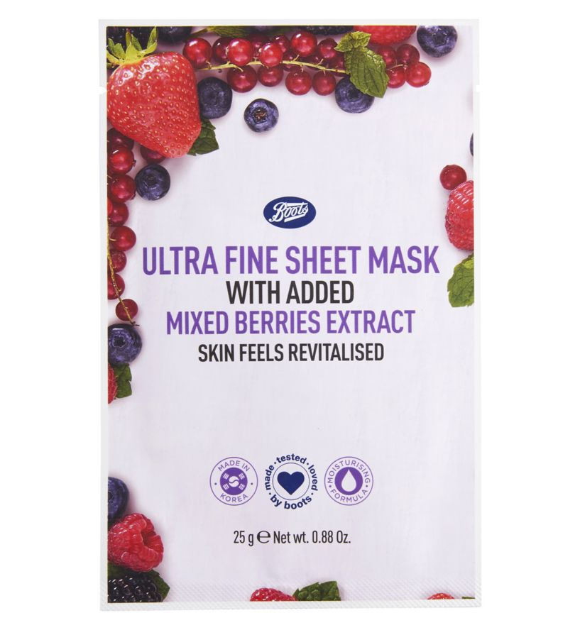 Boots Ultra Fine Sheet Mask With Added Mixed Berries Extract